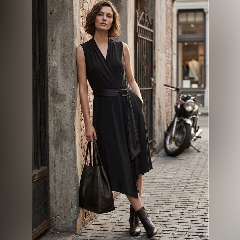 The Limited Women's Black Tied Waist Sleeveless Dress